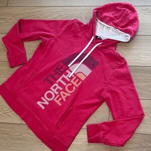 The North Face Sweatshirt Women Large Pullover Hoodie Front Logo Spell Out
